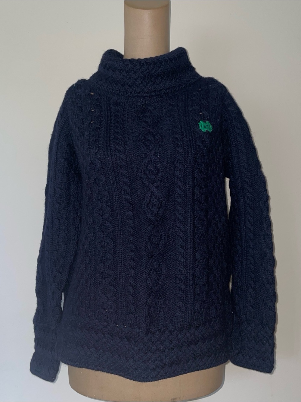 Carraig Dunn Navy Turtleneck Sweater with Contrast Emblem - Women NOTRE DAME